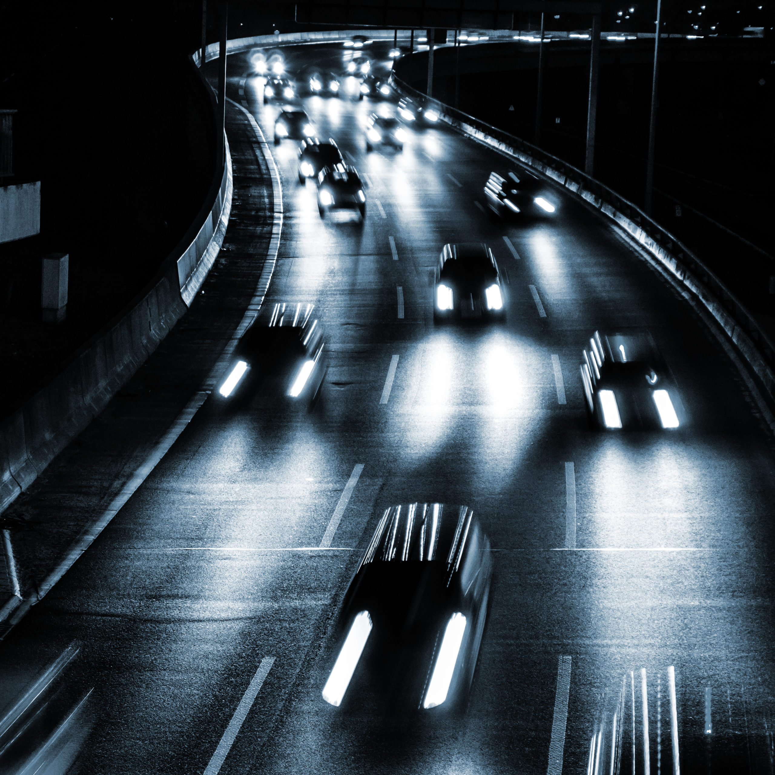 night traffic on highway