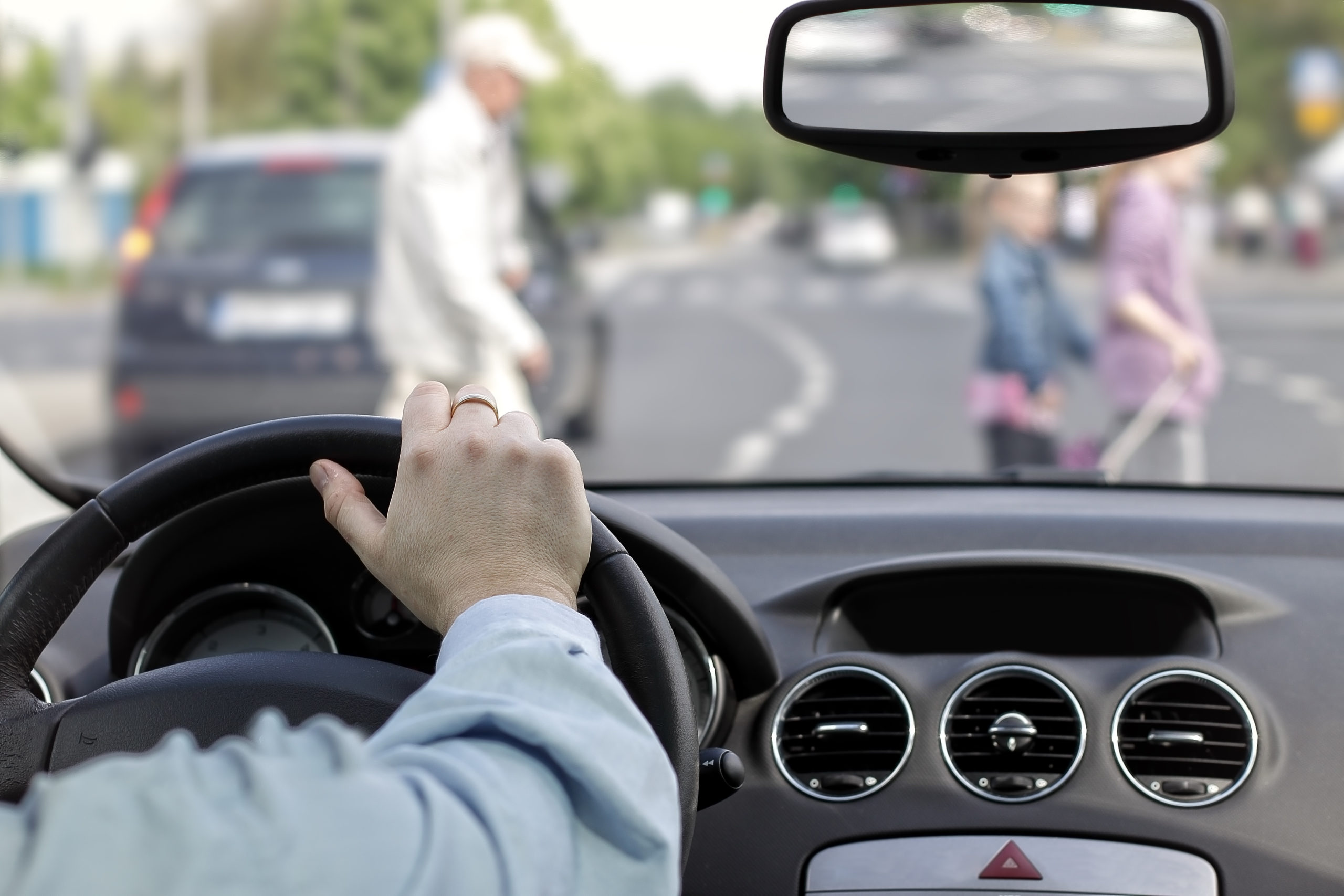 driving car pedestrian crossing