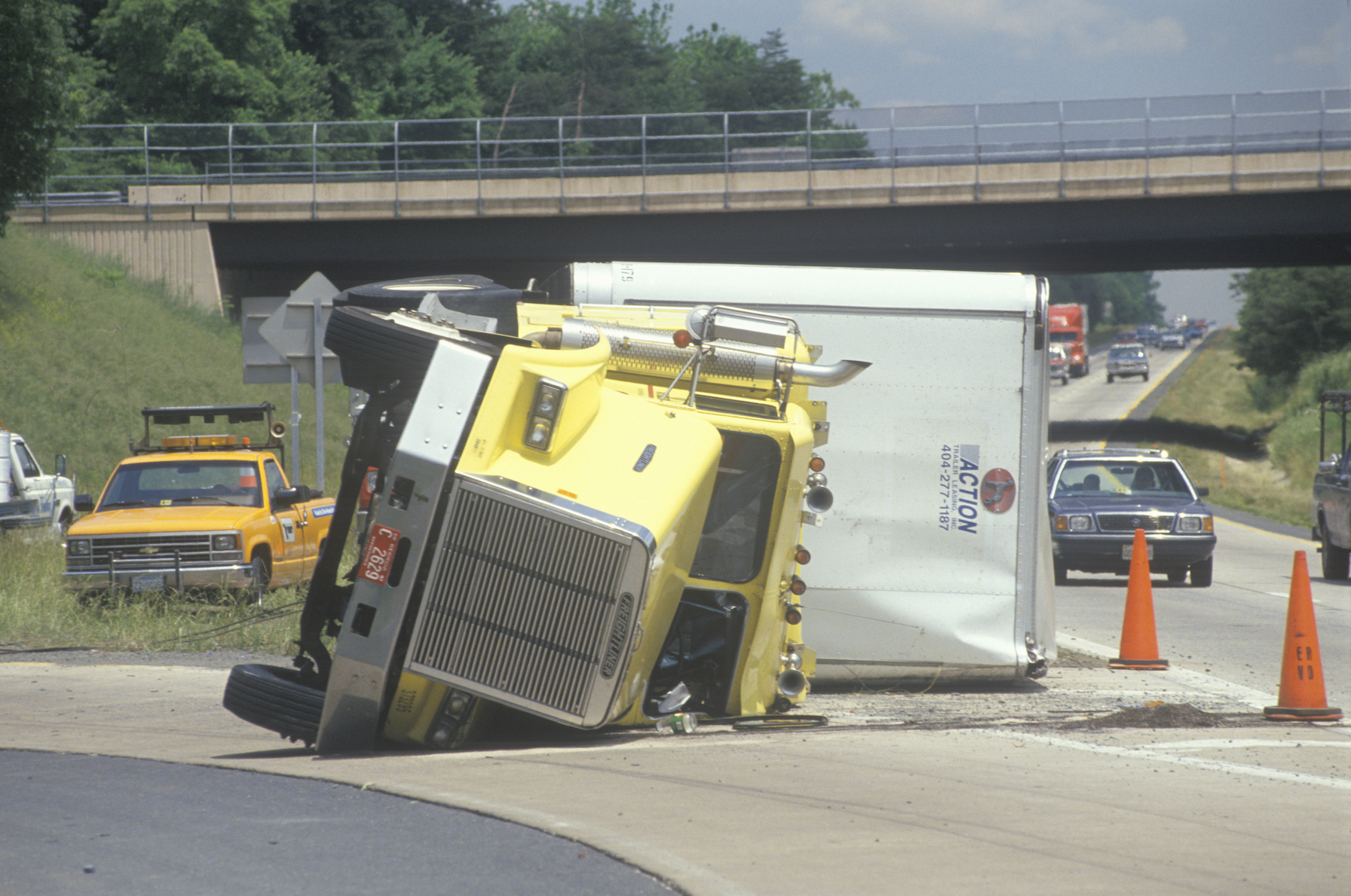 big rig and tow truck accident