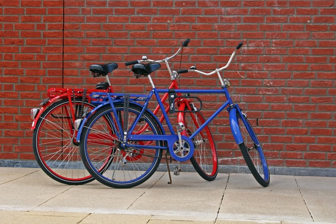 red and blue bike